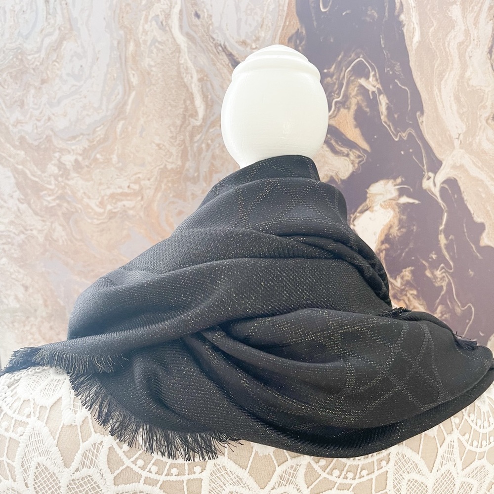 Christian Dior Cannage Metallic Shimmer Shawl Scarf Stole - Picture 11 of 16